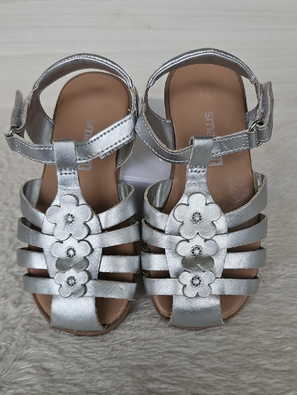 Smart Fit Metallic Silver Floral Girls Sandals
